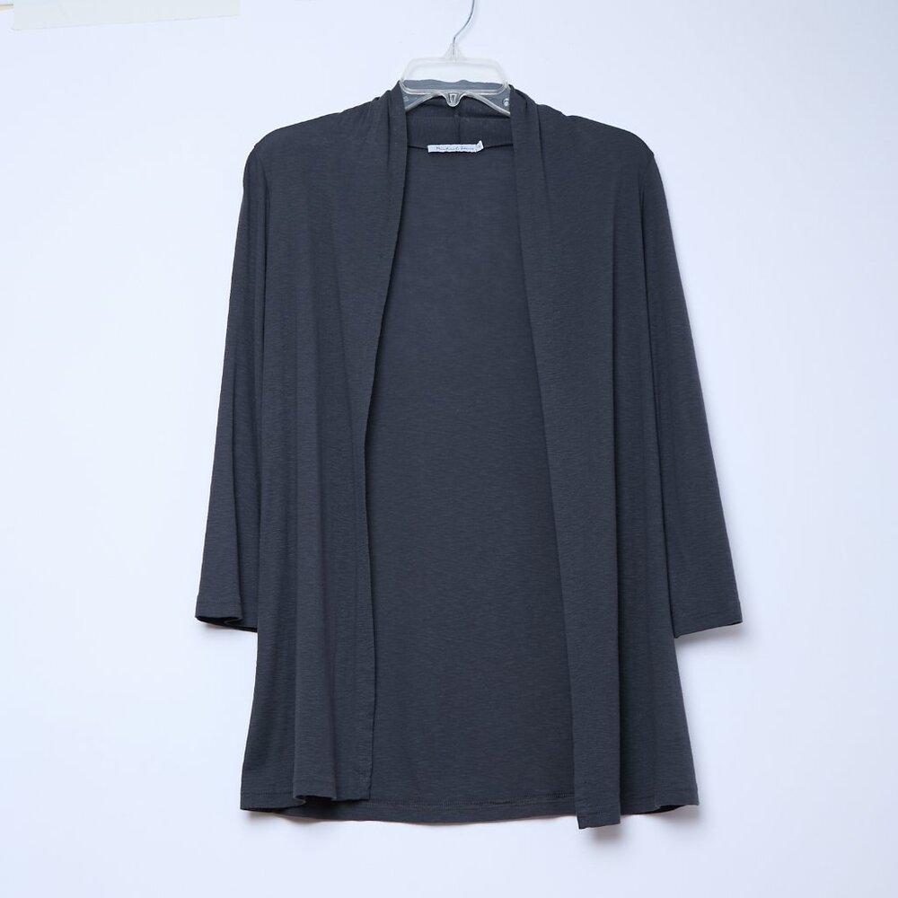 Michael Stars 3/4 Sleeve Lightweight Open Cardigan Effortless Chic Gray OS - Picture 1 of 7